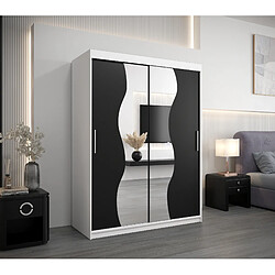 Abiks Meble Armoire MADRYT À Portes Coulissantes 200/150/62 2 Portes (Blanc/Noir)