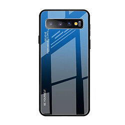 Wewoo Coque Pour Galaxy S10 5G Gradient Color Glass Case Blue