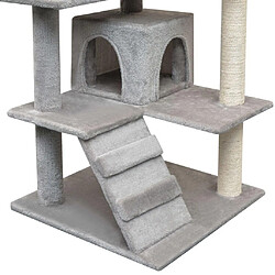 Avis Helloshop26 Arbre à chat griffoir grattoir niche jouet animaux peluché en sisal 125 cm gris 3702272