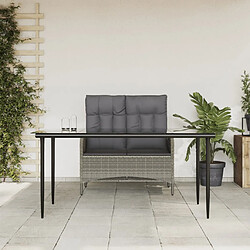 vidaXL Ensemble à manger jardin et coussins 2 pcs gris rotin