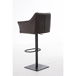 Acheter Decoshop26 Tabouret de bar chaise haute de comptoir couture carrées assise en PVC marron cadre en métal noir 10_0004674