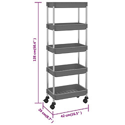 vidaXL Chariot de cuisine 5 niveaux Gris 42x29x128 cm Fer et ABS pas cher