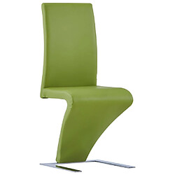 Decoshop26 Lot de 2 chaises de salle à manger cuisine zigzag design contemporain synthétique vert CDS021162