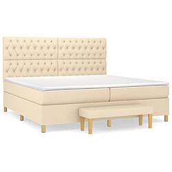 vidaXL Sommier à lattes de lit avec matelas Crème 200x200 cm Tissu