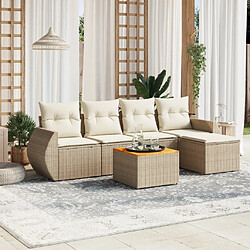 Maison Chic Salon de jardin avec coussins 6 pcs, Ensemble Tables et chaises de jardin, beige résine tressée -GKD279443