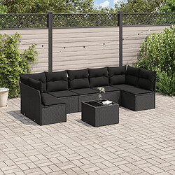 Maison Chic Salon de jardin 8 pcs avec coussins | Ensemble de Table et chaises | Mobilier d'Extérieur noir résine tressée -GKD95777