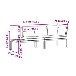 vidaXL Salon de jardin 2 pcs avec coussins noir aluminium pas cher