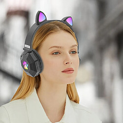 GUPBOO Oreilles de chat mignon casque sans fil Bluetooth 5.0 casque rvb casque de musique stéréo casque avec micro cadeau pour enfants