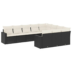 Maison Chic Salon de jardin 10 pcs avec coussins | Ensemble de Table et chaises | Mobilier d'Extérieur noir résine tressée -GKD61631