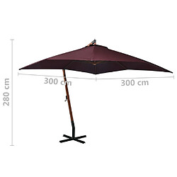 vidaXL Parasol de jardin suspendu et mât rouge bordeaux bois de sapin pas cher