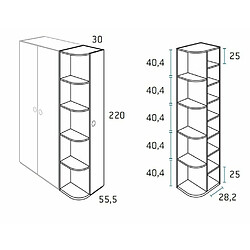 Inside 75 Armoire terminale d'angle 1 porte 30 x 55,5 x 220 cm finition chêne blanchis