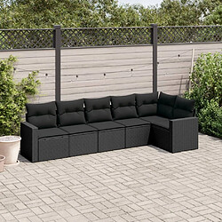 Maison Chic Salon de jardin 6 pcs avec coussins | Ensemble de Table et chaises | Mobilier d'Extérieur noir résine tressée -GKD68743