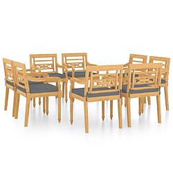 vidaXL Chaises Batavia lot de 8 avec coussins Bois de teck solide