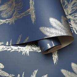 Avis DUTCH WALLCOVERINGS Papier peint Arbres tropicaux Bleu et argenté