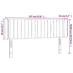 vidaXL Tête de lit avec oreilles Gris clair 147x16x78/88 cm Tissu pas cher