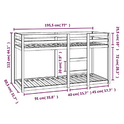 vidaXL Lit superposé sans matelas 75x190 cm bois de pin massif pas cher