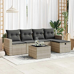 vidaXL Salon de jardin 6 pcs avec coussins gris clair résine tressée 