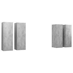 Maison Chic Meubles TV 4 pcs | Banc TV Moderne pour salon | Meuble de Rangement Gris béton 30,5x30x90 cm Aggloméré -MN40807