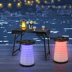 Helloshop26 Ensemble de table et 2 tabourets pliants extérieur tabouret led rétractables avec 3 effets de lumière pour camping pêche noir 20_0005301