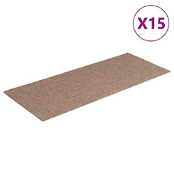 vidaXL Tapis d'escalier autocollants Rectangulaire 15 pcs 60x25 cm