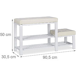 Helloshop26 Banc d’entrée meuble chaussure banquette tabouret 90,5 cm blanc 13_0000352_2