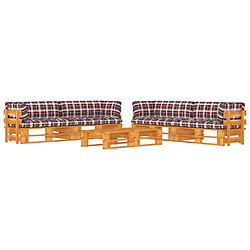 Maison Chic Salon de jardin 6 pcs + coussins - Mobilier/Meubles de jardin - Table et chaises d'extérieur pin imprégné de marron miel -MN44188