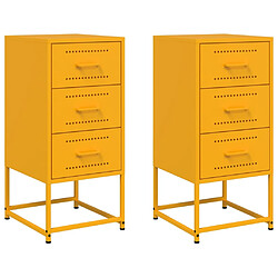 vidaXL Tables de chevet 2 pcs jaune moutarde 36x39x78 cm acier