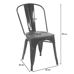 Mendler Chaise HWC-A73, avec siège en bois, chaise de bistro, métal, empilable, style industriel ~ blanc