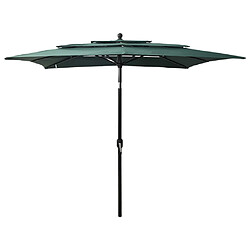 ComfortXL Parasol à 3 Niveaux Avec Mât En Aluminium Vert 2,5x2,5 M