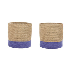 Beliani Lot de 2 paniers en jute beige et violet BULANIK