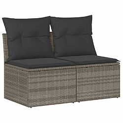 vidaXL Salon de jardin 2 pcs avec coussins gris clair polyrotin acacia