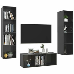 Avis Maison Chic Ensemble de meubles TV 3 pcs pour salon - Gris brillant Aggloméré -MN63950