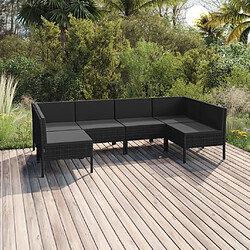 vidaXL Salon de jardin 6 pcs avec coussins résine tressée noir