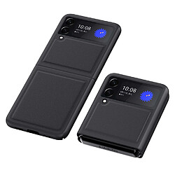 Coque en TPU + cuir véritable anti-rayures, hybride noir pour votre Samsung Galaxy Z Flip3 5G