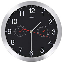 vidaXL Horloge murale à quartz Hygromètre et thermomètre 30 cm Noir