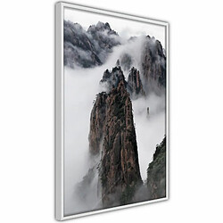 Paris Prix Affiche Murale Encadrée Clouds Pierced by Mountain Peaks 20 x 30 cm Blanc