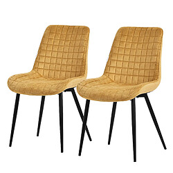 ML-Design Lot de 2 Chaises de Salle à Manger, Jaune Moutarde, Assise en Velours avec Pieds Métalliques Noir