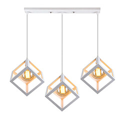 Acheter Stoex Lustre Creative Cube Blanc Plafonnier Antique À 3 Lumières Suspension Luminaire Rétro en Métal, Pour Bureau, Chambre À Coucher, Cuisine, Bar, E27