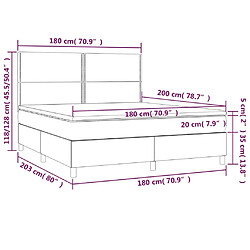 Maison Chic Lit adulte- Lit + matelas,Sommier à lattes de lit et matelas et LED Taupe 180x200cm Tissu -GKD48099 pas cher