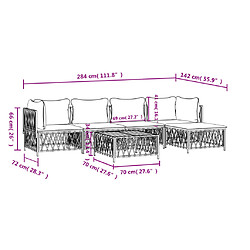 vidaXL Salon de jardin avec coussins 6 pcs anthracite acier pas cher