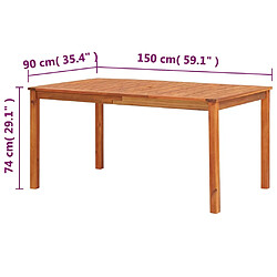 vidaXL Table de jardin 150x90x74 cm Bois d'acacia massif pas cher