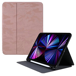 Etui en PU X-LEVEL fonction réveil/sommeil automatique, motif camouflage avec support et porte-crayon rose pour votre iPad Pro 11-pouces (2021)/(2020)/(2018)/Air (2020)