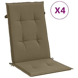 vidaXL Coussins de chaise à dossier haut lot de 4 taupe mélangé tissu