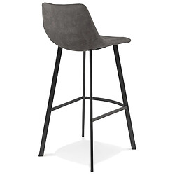 Acheter Alterego Tabouret de bar 'FUJI' en microfibre gris foncé avec pied en métal noir