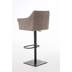 Acheter Decoshop26 Tabouret de bar chaise haute de comptoir couture carrées assise en tissu marron terre cadre en métal noir 10_0004698