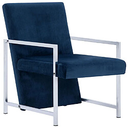 Maison Chic Fauteuil relax,Chair avec pieds en chrome Bleu Velours -MN51768