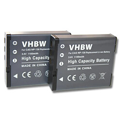 vhbw 2x Batteries remplacement pour Casio NP-130 pour appareil photo, reflex numérique (1100mAh, 3,6V, Li-ion)