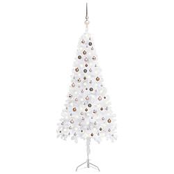 vidaXL Arbre de Noël artificiel d'angle LED et boules Blanc 240 cm PVC