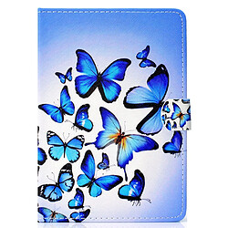 Etui en PU universel 10 pouces papillons bleus pour votre Apple iPad 9.7/LG G Pad III etc