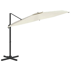 Helloshop26 Parasol meuble de jardin déporté avec mât en aluminium 300 x 300 cm blanc sable 02_0008489